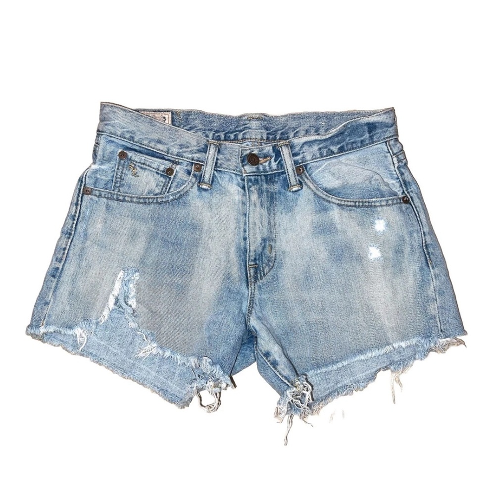 Polo Ralph Lauren Womens Crosby Distressed Mid Rise Denim Jean Shorts Sz 25